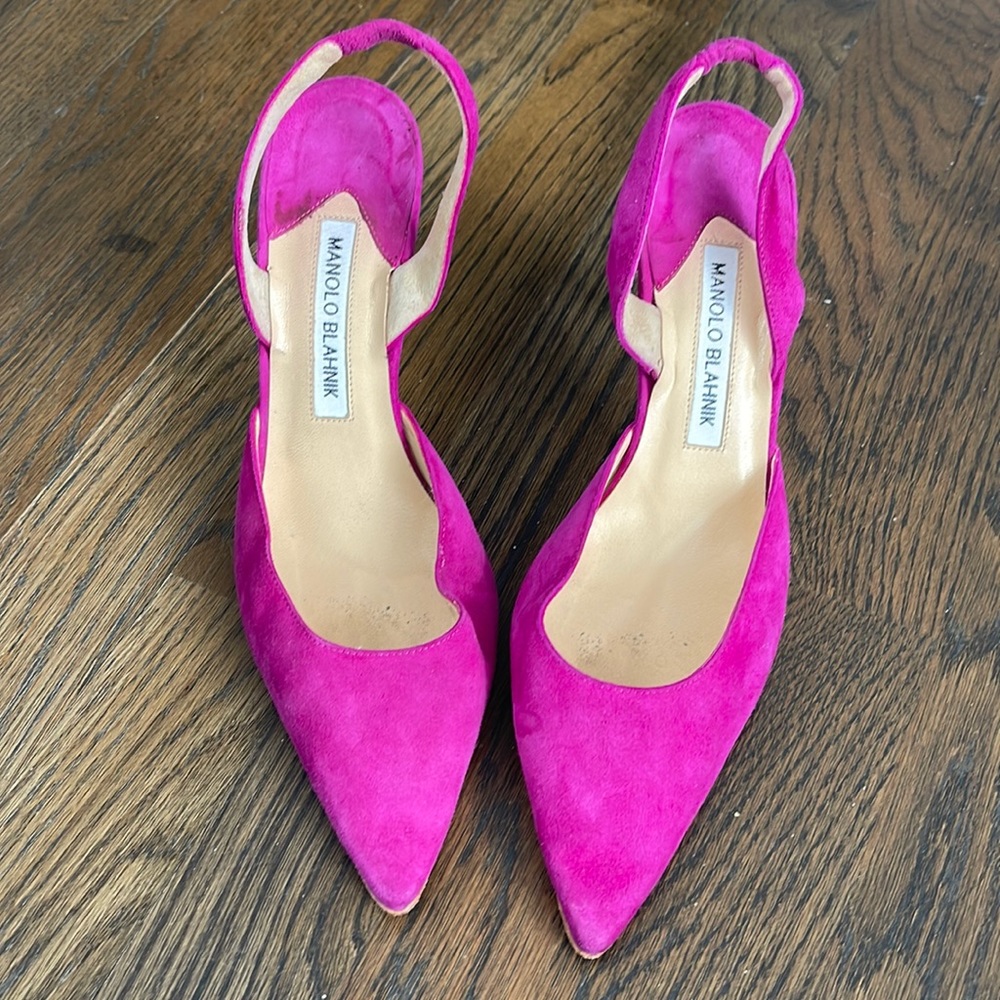Manolo Blahnik Pink Suede Heels